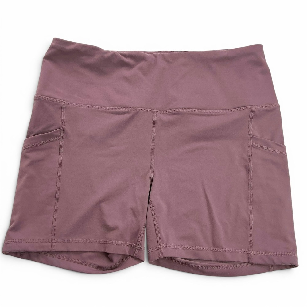 Active Life Moonlight Mauve Athletic Biker Shorts Women XL High Waist Pockets‎